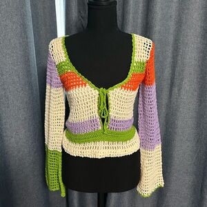 Beginning Boutique Y2K Inspired Crochet Sweater Top, Size 4
